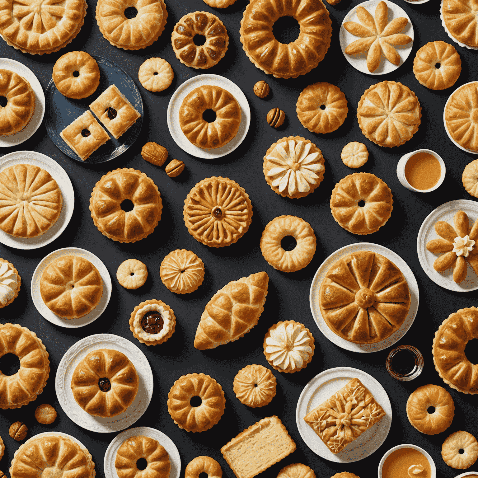 Collage van diverse Nederlandse gebakjes en koekjes, waaronder boterkoek, appeltaart en gevulde koek.