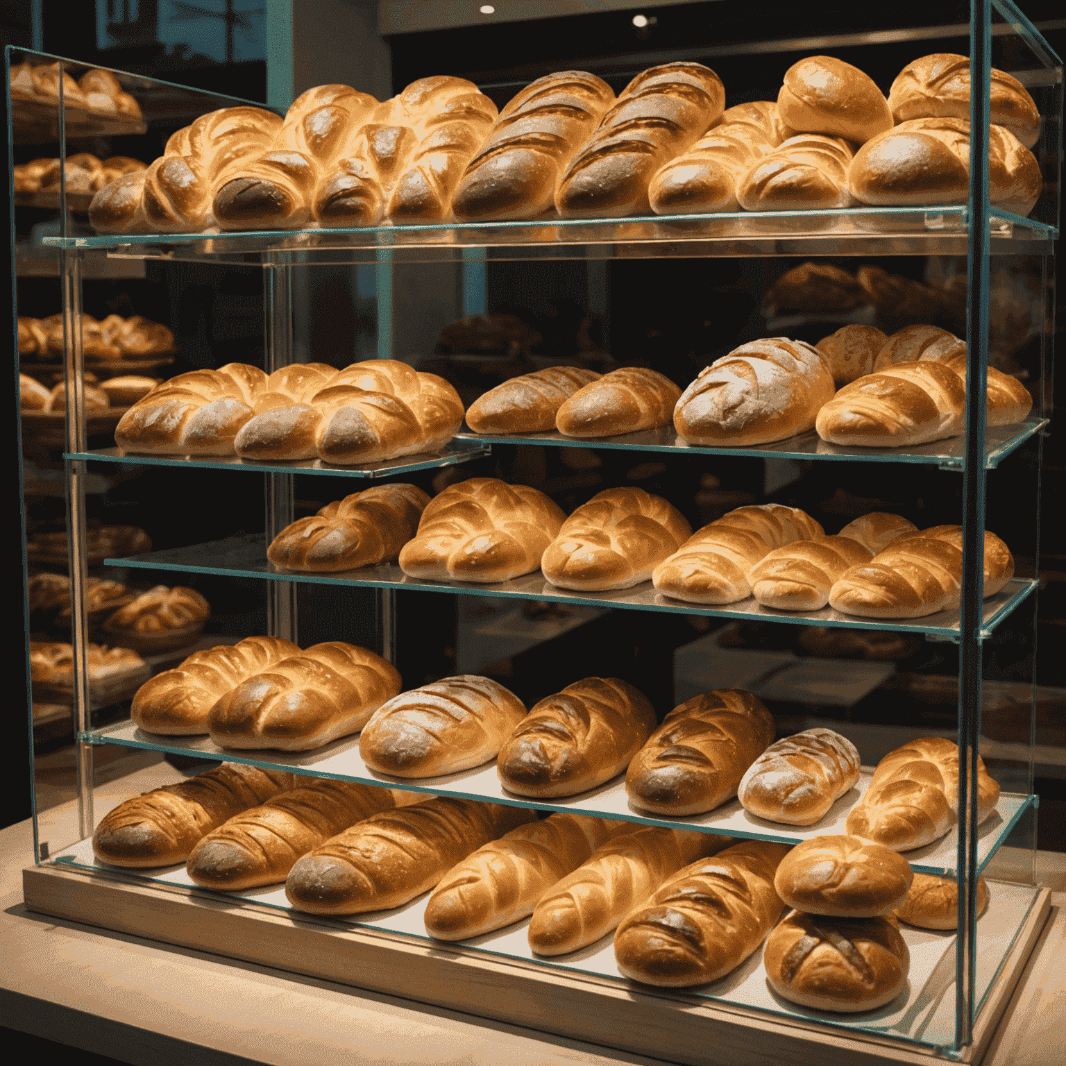 Een assortiment verse, ambachtelijke gebakjes en brood in een etalage