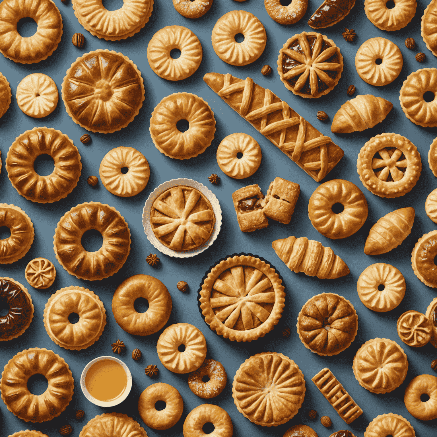 Collage van diverse Nederlandse gebakjes en koekjes, waaronder boterkoek, appeltaart en gevulde koek.